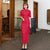 Traditional Cheongsam Retro Lace Chinese Dress with Gilding Floral Appliques