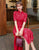 Traditional Cheongsam Retro Lace Chinese Dress with Gilding Floral Appliques