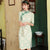 Half Sleeve Knee Length Traditional Cheongsam Floral Lace Chinese Dress