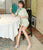 Half Sleeve Knee Length Traditional Cheongsam Floral Lace Chinese Dress