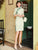 Half Sleeve Knee Length Traditional Cheongsam Floral Lace Chinese Dress