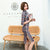 Retro Lace Cheongsam Knee Length Plaids & Checks Pattern Chinese Dress