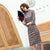 Retro Lace Cheongsam Knee Length Plaids & Checks Pattern Chinese Dress