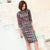 Retro Lace Cheongsam Knee Length Plaids & Checks Pattern Chinese Dress