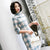 3/4 Sleeve Plaids & Checks Pattern Suede Cheongsam Chinese Dress