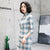 3/4 Sleeve Plaids & Checks Pattern Suede Cheongsam Chinese Dress