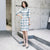 3/4 Sleeve Plaids & Checks Pattern Suede Cheongsam Chinese Dress