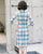 3/4 Sleeve Plaids & Checks Pattern Suede Cheongsam Chinese Dress