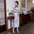Classic Short Sleeve Silk Blend Traditional Cheongsam Floral Chinese Dress