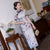 Robe chinoise traditionnelle à fleurs Cheongsam en mélange de soie classique à manches courtes