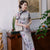 Robe chinoise traditionnelle à fleurs Cheongsam en mélange de soie classique à manches courtes