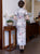 Robe chinoise traditionnelle à fleurs Cheongsam en mélange de soie classique à manches courtes