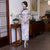 Classic Short Sleeve Silk Blend Traditional Cheongsam Floral Chinese Dress