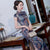 Classic Cap Sleeve Silk Blend Traditional Cheongsam Floral Chinese Dress