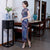 Classic Cap Sleeve Silk Blend Traditional Cheongsam Floral Chinese Dress