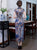 Classic Cap Sleeve Silk Blend Traditional Cheongsam Floral Chinese Dress