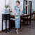 Cap Sleeve Silk Blend Traditional Cheongsam Bodycon Floral Chinese Dress