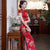 Cap Sleeve Silk Blend Traditional Cheongsam Retro Floral Day Dress