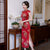 Cap Sleeve Silk Blend Traditional Cheongsam Retro Floral Day Dress