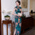 Robe chinoise traditionnelle à fleurs rétro Cheongsam en mélange de soie à col mandarin