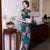 Cuello mandarín Mezcla de seda Cheongsam tradicional Vestido chino floral retro