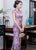 Cap Sleeve Floral Silk Blend Traditional Cheongsam Bodycon Chinese Dress