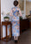 Robe chinoise moulante traditionnelle Cheongsam en mélange de soie florale à mancherons