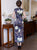 Robe chinoise traditionnelle Cheongsam en mélange de soie florale à mancherons