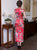 Cap Sleeve Floral Silk Blend Traditional Cheongsam Chinese Dress