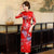 3/4 Ärmel Blumen Seidenmischung Traditionelles Chinesisches Cheongsam Kleid