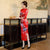 3/4 Sleeve Floral Silk Blend Traditional Cheongsam Chinese Dress