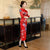 3/4 Ärmel Blumen Seidenmischung Traditionelles Chinesisches Cheongsam Kleid