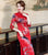 Robe chinoise traditionnelle Cheongsam en mélange de soie florale à manches 3/4