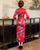 3/4 Ärmel Blumen Seidenmischung Traditionelles Chinesisches Cheongsam Kleid