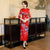 Robe chinoise traditionnelle Cheongsam en mélange de soie florale à manches 3/4