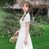 Short Sleeve Knee Length Floral Cheongsam Chic Chinese Dress