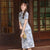 Robe de fille chic à manches courtes florale moderne Cheongsam
