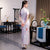 Mandarin Collar Short Sleeve Full Length Traditional Cheongsam