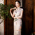 Mandarin Collar Cap Sleeve Traditional Cheongsam Chinese Dress