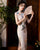 Mandarin Collar Cap Sleeve Traditional Cheongsam Chinese Dress