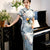 Robe chinoise traditionnelle Cheongsam à manches courtes et col mandarin