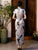 Vestido chino tradicional cheongsam de manga corta con cuello mandarín