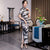 Landscape Painting Pattern Short Sleeve Traditional Cheongsam Chinese Dress
