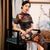 Short Sleeve Traditional Floral Cheongsam A-Line Chinese Dress