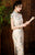 Cap Sleeve Traditional Floral Cheongsam Tea-Length Chinese Dress