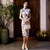 Cap Sleeve Traditional Cheongsam Knee-Length Floral Chinese Dress