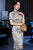 Geometrie-Muster Kurzarm Traditionelles Chinesisches Cheongsam-Kleid