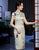 Cap Sleeve Traditional Cheongsam Knee Length Floral Chinese Dress