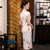 Cap Sleeve Traditional Cheongsam Knee Length Floral Chinese Dress