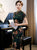 Lotus Pattern Cap Sleeve Traditional Cheongsam Knee Length Chinese Dress